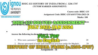 BHIC 133 SOLVED ASSIGNMENT 2023-24 || #history #history of India #bhic133 #ignousolvedassignment2024