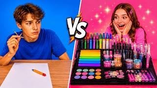 🖍️ Boys VS Girls Art Hacks! 🎨 Creative Drawing Challenge | by 123 GO!