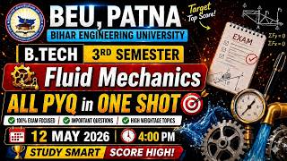 💥Fluid Mechanics💥| PYQ Marathon | 🚀 All Questions in One Shot | B.tech 3rd Sem #beu #semester