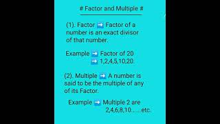 Factor and Multiple #A.G Study#