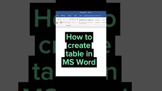 Mastering the Art of Table Creation in MS Word #msword #wordtutorials