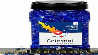 Celestial Fire Glass High Luster, 1/2" Reflective Tempered Fire Glass in Meridian Blue | 10 Pound J
