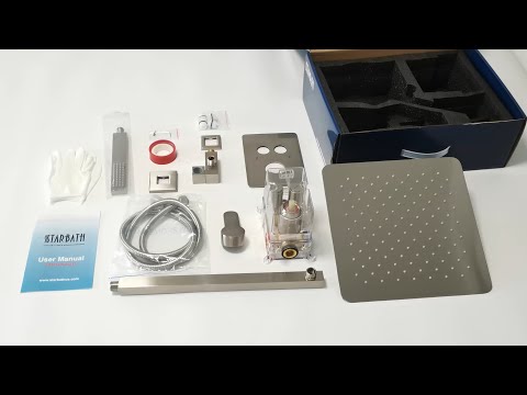 STARBATH Shower System Two Function Push Button Wall Mounted Brushed Nickel Unboxing