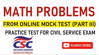 Civil Service Exam Practice Test - Math Part III (Online Mock Test)
