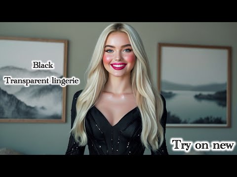 (4K) Black Transparent see through try on haul | Lingerie try on haul 4K | transparent lingerie