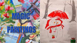Acrilic Painting  🎨 TWO SNOWMAN 🎨| How to Draw | Magic Paintings