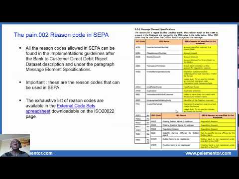 Pain.002 Customer Payment Status Report Message in SEPA Direct Debit Core & B2B Schemes