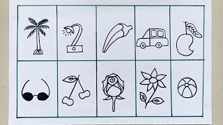 10 Easy Objects Drawing with 1-10 Numbers | Creative Drawing Ideas for Beginners