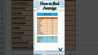 How to find Average #shorts #averageformula #excel #exceltutorial #howto #shortvideo #yuotubeshorts