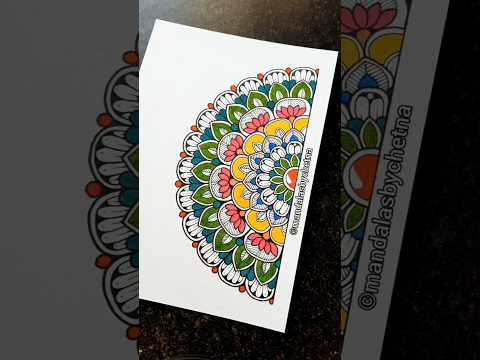 Radiant Half-Circle Mandala Design #colourfulmandalaart #mandalaart