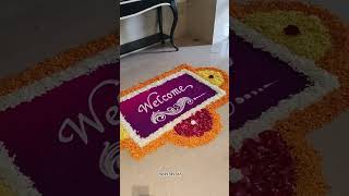 flower welcome rangoli, #rangolidesigns #rangoli #rangoliart #flowerrangoli #welcomehome