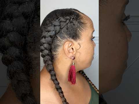 Simple loose French braids. Apply gel/edge #protectivestyles #naturalhair #braids #fyp # #simple