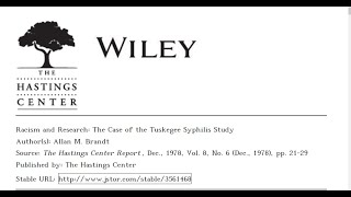 16. Ethics in Science: Tuskegee, Racism, and Research Justice