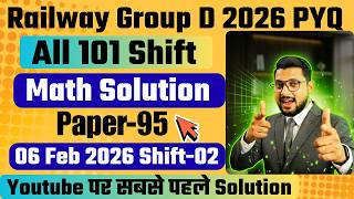 RRB Group D 2026 Math | Feb 06, 2026 Shift-02 Paper Solution 🔥Fast Tricks by Sudhir Sir, Paper-95...