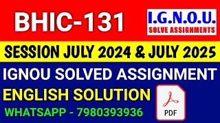 BHIC 131 solved assignment 2024-25 | BHIC 131 solved assignment 2025 | Ignou BHIC 131 in English