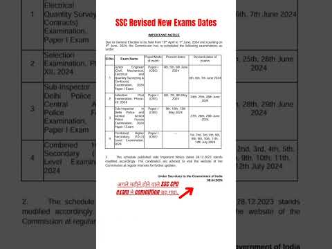 SSC Notification | Exam Dates Change | SSC JE, SSC CPO, SSC CHSL, SSC Selection post exam dates #ssc
