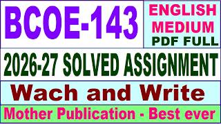 BCOE 143 solved assignment 2026-27 || bcoe 143 solved assignment 2027 in English || ignou bcoe143