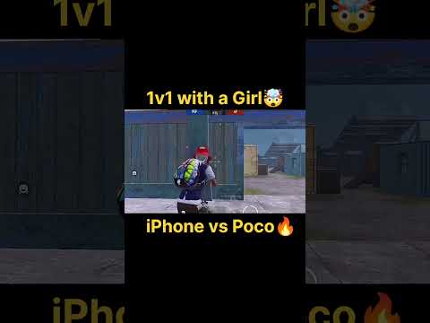 1v1 with a Cute girl😂🔥 iPhone vs poco 🔥 #shorts #short #shortsvideo #bgmi #pubgmobile #shortsfeed