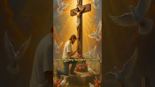 A powerful image of prayer, devotion, and hope at the foot of the cross.