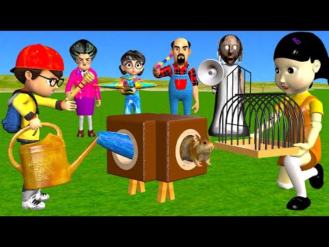 Scary Teacher 3D vs Squid Game Catching Rodents in Wooden Pipes 5 Times Challenge Granny Win