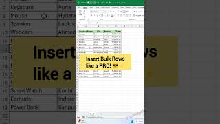 The Fastest Way to Insert Rows in Excel! 🤯🚀 #ExcelShorts