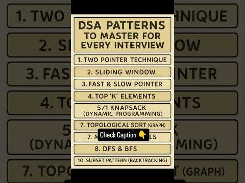 ✅ DSA Pattern to master for every interview #interview #datastructures #viralshorts
