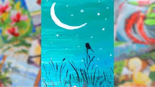 Acrilic Painting  🎨 MONTH & STARS 🎨| How to Draw | Magic Paintings