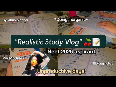 Realistic Study Vlog 🎀📝 | NEET 2026 aspirant, studying on a bad day, dropper, unproductive!🤧