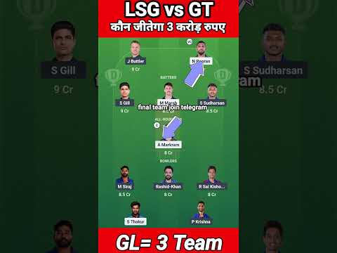 LSG vs GT Dream Team, LSG vs GT Dream Prediction, Lucknow vs Gujarat IPL Dream Team Today #shorts