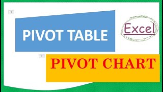MS Excel How to create PIVOT CHART &  PIVOT TABLE