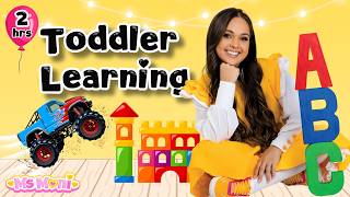 Toddler Learning with Ms Moni | 2hrs Compilation | Animals, Colours, Dinos, Construction & Trucks