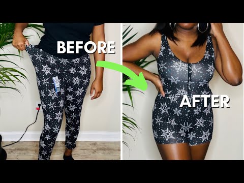 DIY Leggings into a Cute ONESIE / One Piece Lounge / Pajamas | DIY Clothing Transformation