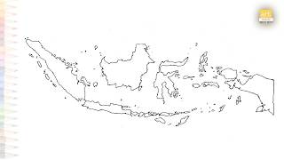 Indonesia outline map drawing easy | Outline sketches | How to draw Indonesia map step by step