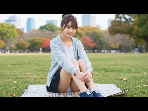 1人で公園にピクニックに来ていたミニスカ美女