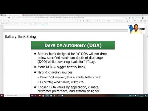 VOMA ENERGY INC. BATTERY BANK  SIZING TRAINNG