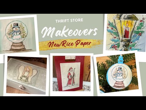 Thrift Store Makeovers using Connie Lines and Designs Rice Paper new release. Christmas Home Decor