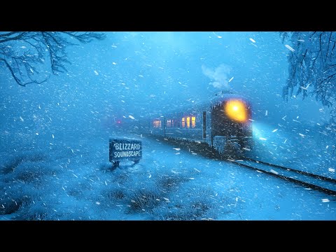 Frozen Train in Snowstorm | Blizzard Storm Ambience | Winter Storm in the Snowy for Sleep