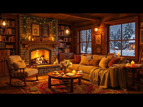 Smooth Jazz in Cozy Reading Nook Ambience 📔 Crackling Fireplace with Soft Jazz for Good Mood