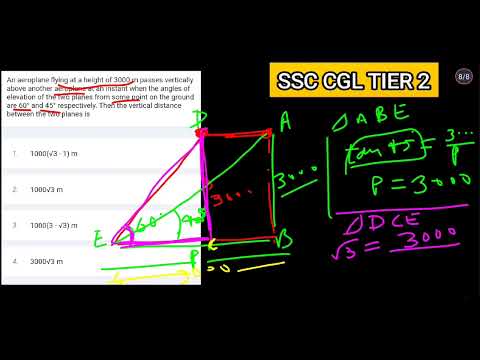 SSC CGL TIER 2 | An aeroplane flying at a height of 3000 m passes vertically