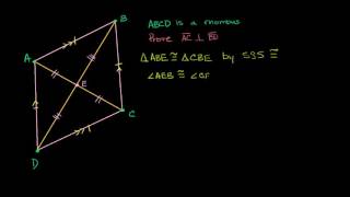 Proof: Rhombus diagonals are perpendicular bisectors | Quadrilaterals | Geometry | Khan Academy