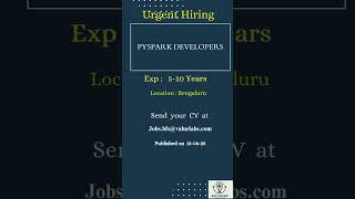 PySpark Developers  #bengaluru  #remote #coding #reels #viral #modi #nodejs #education #reel #india