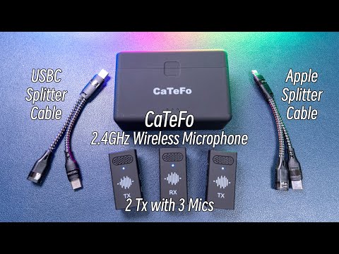 2 Tx but 3 Mics and Splitter Cables included , Catefo Star100 , a 2.4GHz Wireless Mic System