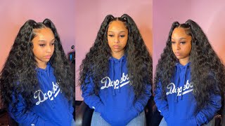 HOW TO: TWO PONYTAIL HALF UP HALF DOWN QUICKWEAVE