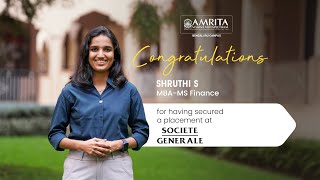 Shruthi Placed at Société Générale | Student Success Story | Amrita School of Business