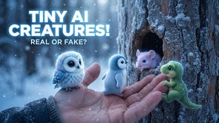Cartoon vedio 4 Tiny AI Animals Found in Snow Forest | Realistic Mini Creatures 🤯