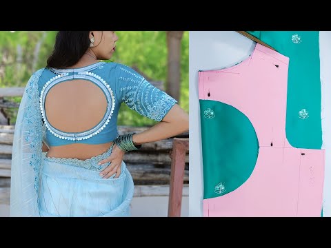 Blouse boat neck design cutting | Part-1 | Round shape back neck design@Pooja's_Saree_Sensations