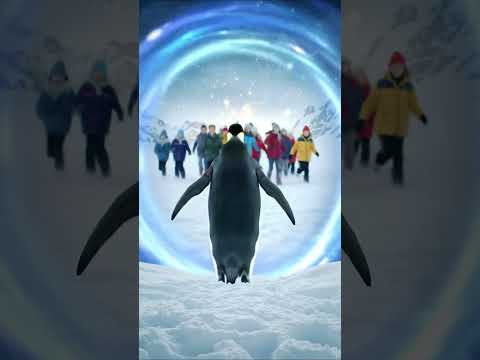 Penguin & Kids Discover a Magical Snow Portal! ❄️🐧🌀 #Shorts