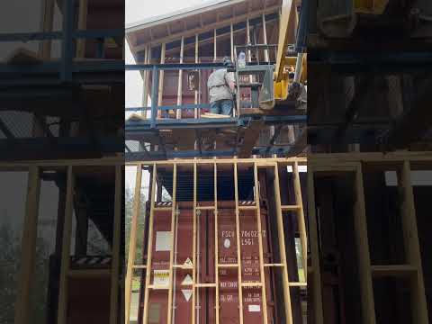 Busing a shipping container house from scratch! Exterior wall framing. #containerhome #container