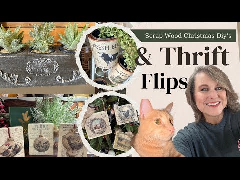 Scrap Wood Christmas DIY's and other Thrift Store Makeovers Using IOD, Roycyled paper & More