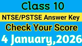 Class 10|NTSE/PSTSE Answer Key|4 January2026|PSTSE paper Solution #pseb 